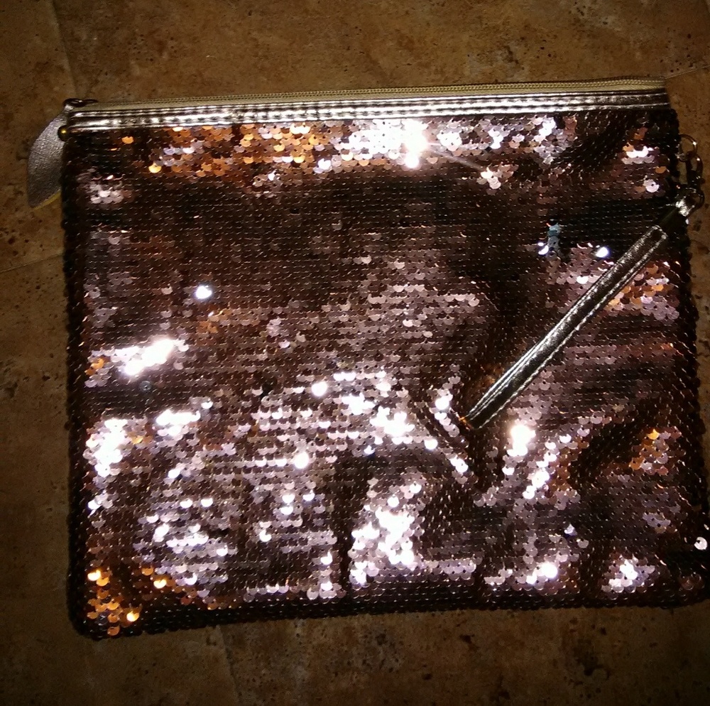 Gold sequin glitter clutch